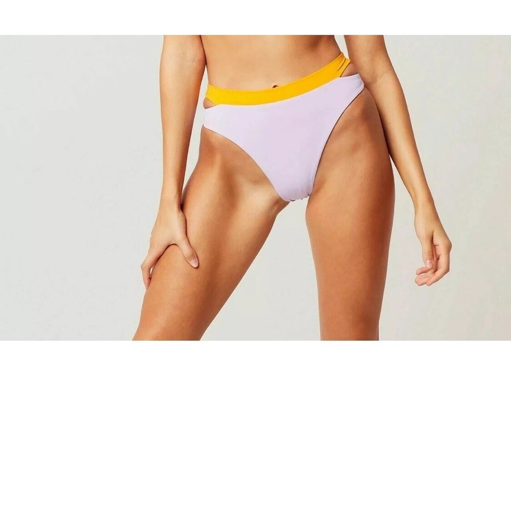 New Anthropologie Space Zac Bikini Bottom High Bitsy Purple Orange M Cut Outs